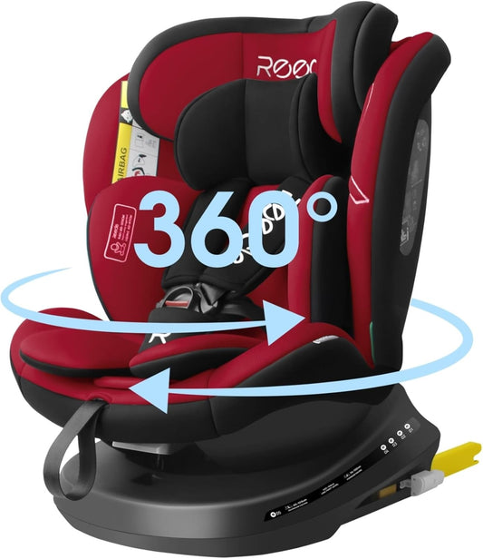 Red Reecle i-Size ISOFIX 360 Swivel Car Seat 40-150 cm, from Birth to 12 Years