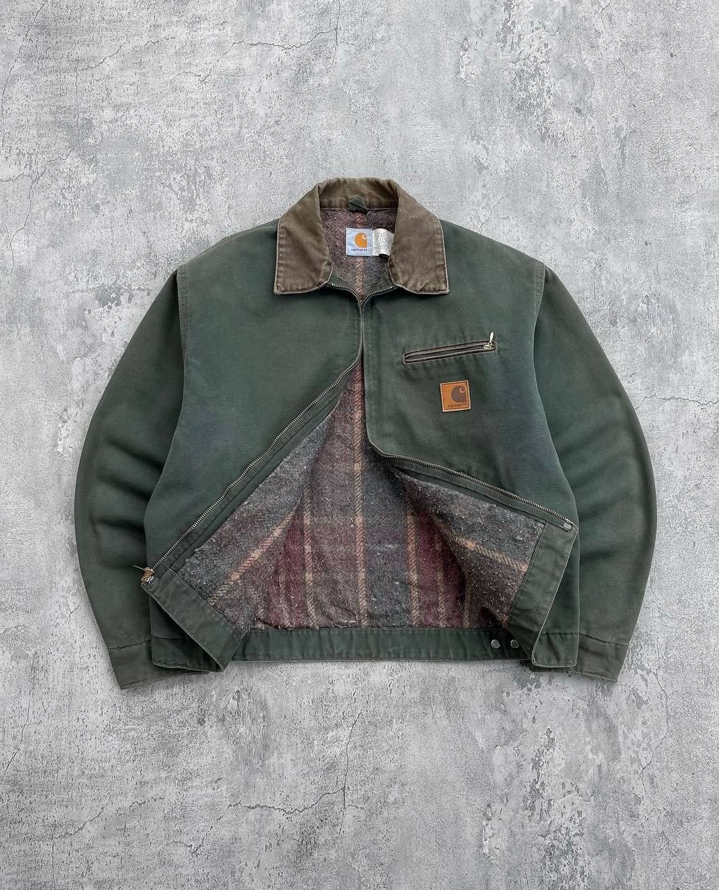 96' Faded Dark Olive Vintage Carhartt Detroit Jacket JB0866