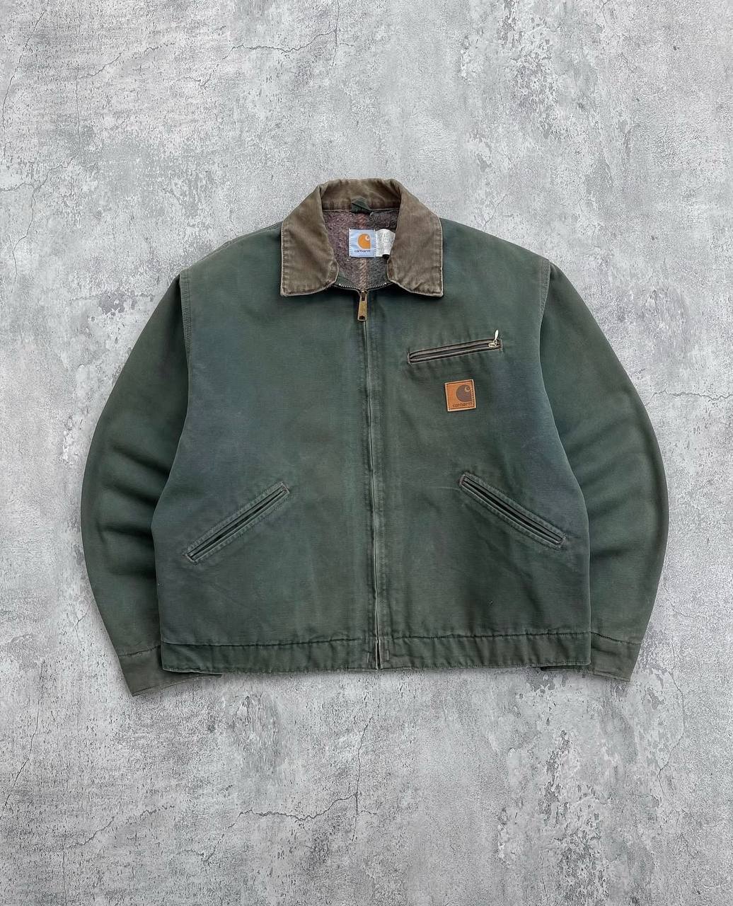 96' Faded Dark Olive Vintage Carhartt Detroit Jacket JB0866