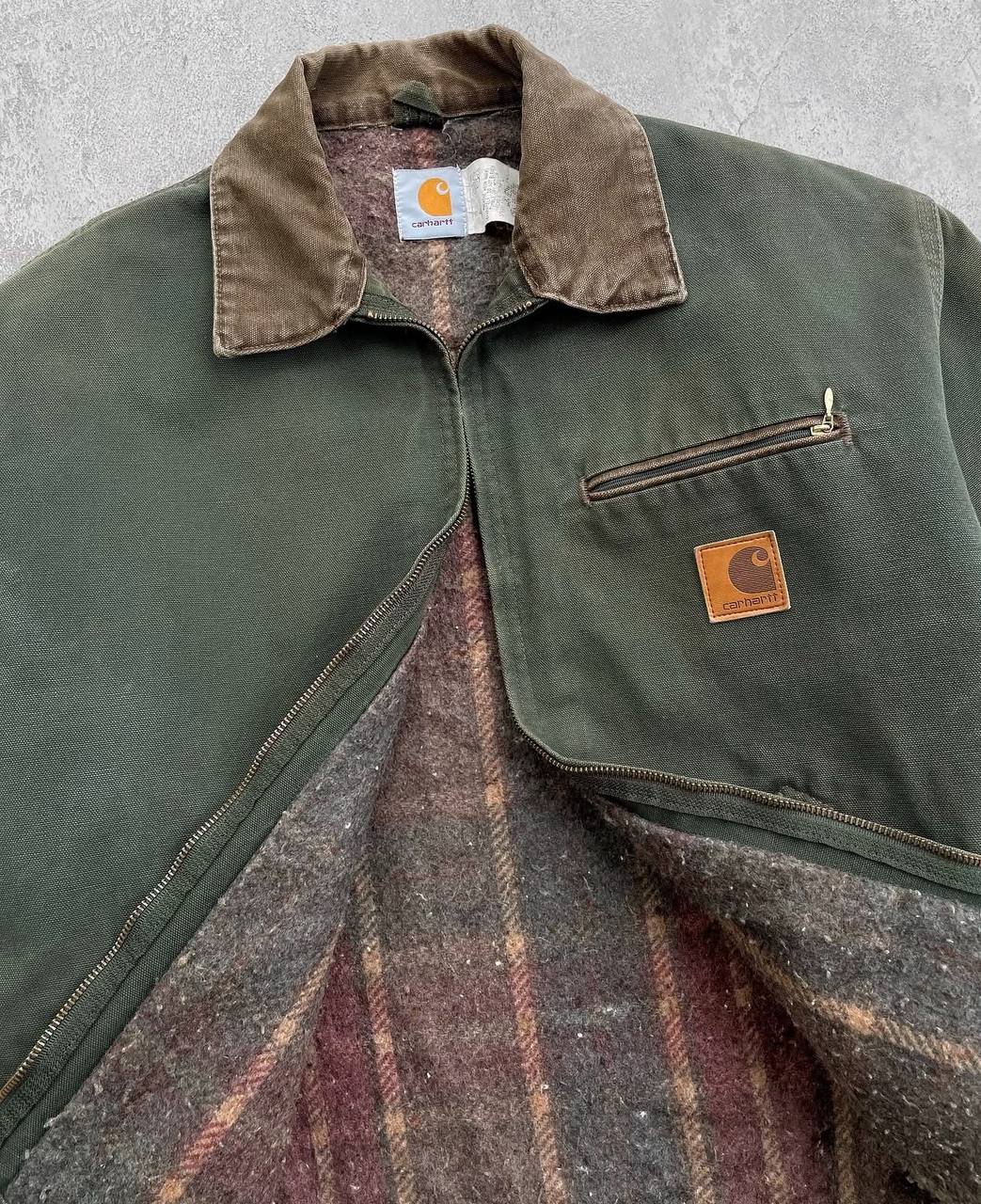 96' Faded Dark Olive Vintage Carhartt Detroit Jacket JB0866