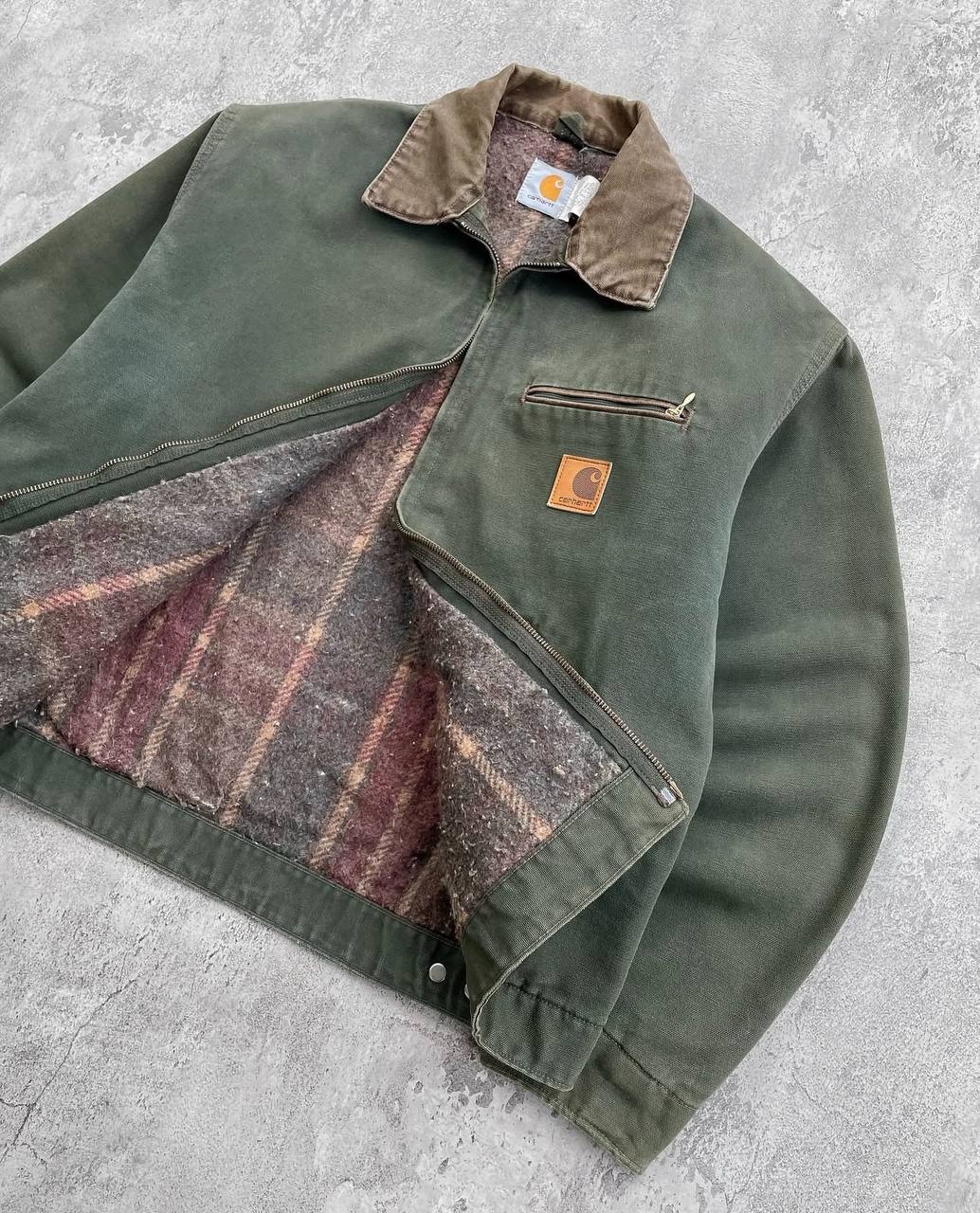 96' Faded Dark Olive Vintage Carhartt Detroit Jacket JB0866