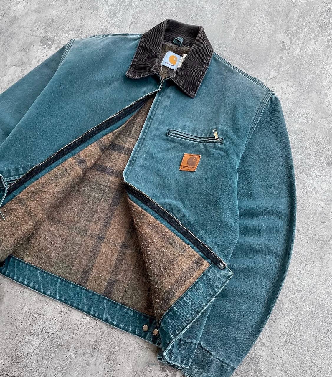 1999 Faded Hunter Green Vintage Carhartt Detroit Jacket J43 HTG