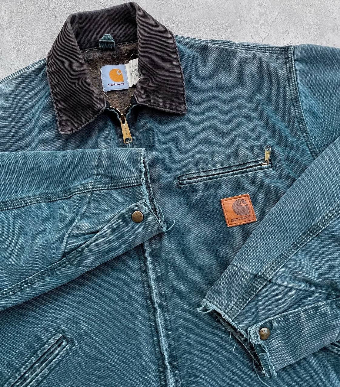 1999 Faded Hunter Green Vintage Carhartt Detroit Jacket J43 HTG