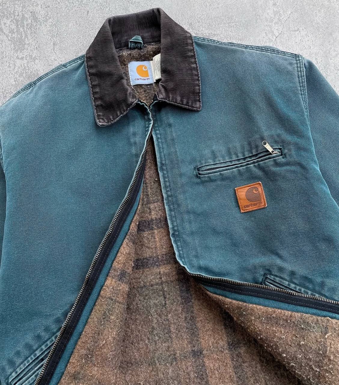 1999 Faded Hunter Green Vintage Carhartt Detroit Jacket J43 HTG